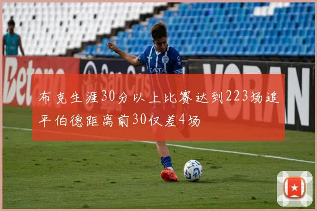 布克生涯30分以上比赛达到223场追平伯德距离前30仅差4场